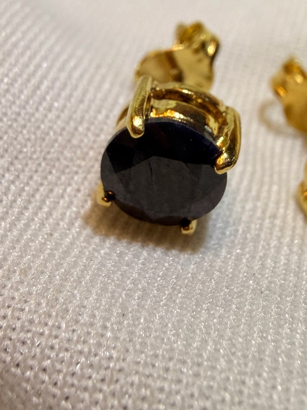 AA Black Sapphire Stud Earrings 18K Gold Over 925 Sterling Silver 0.25 CTW - Picture 5 of 10